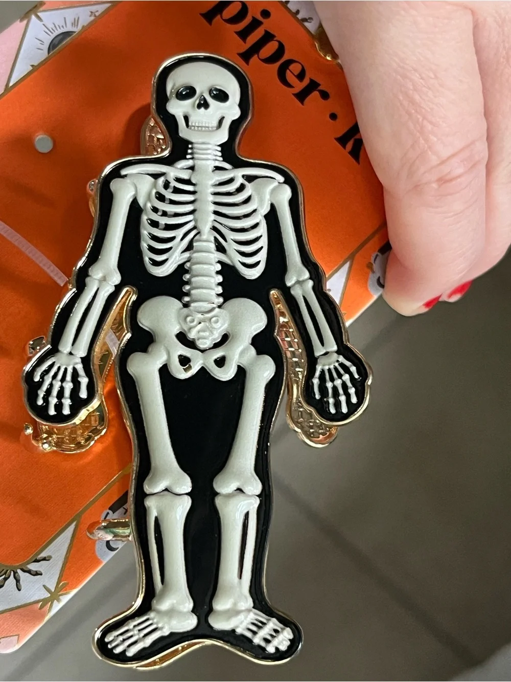 Piper Black & White Skeleton Hair Claw Clip- Halloween
